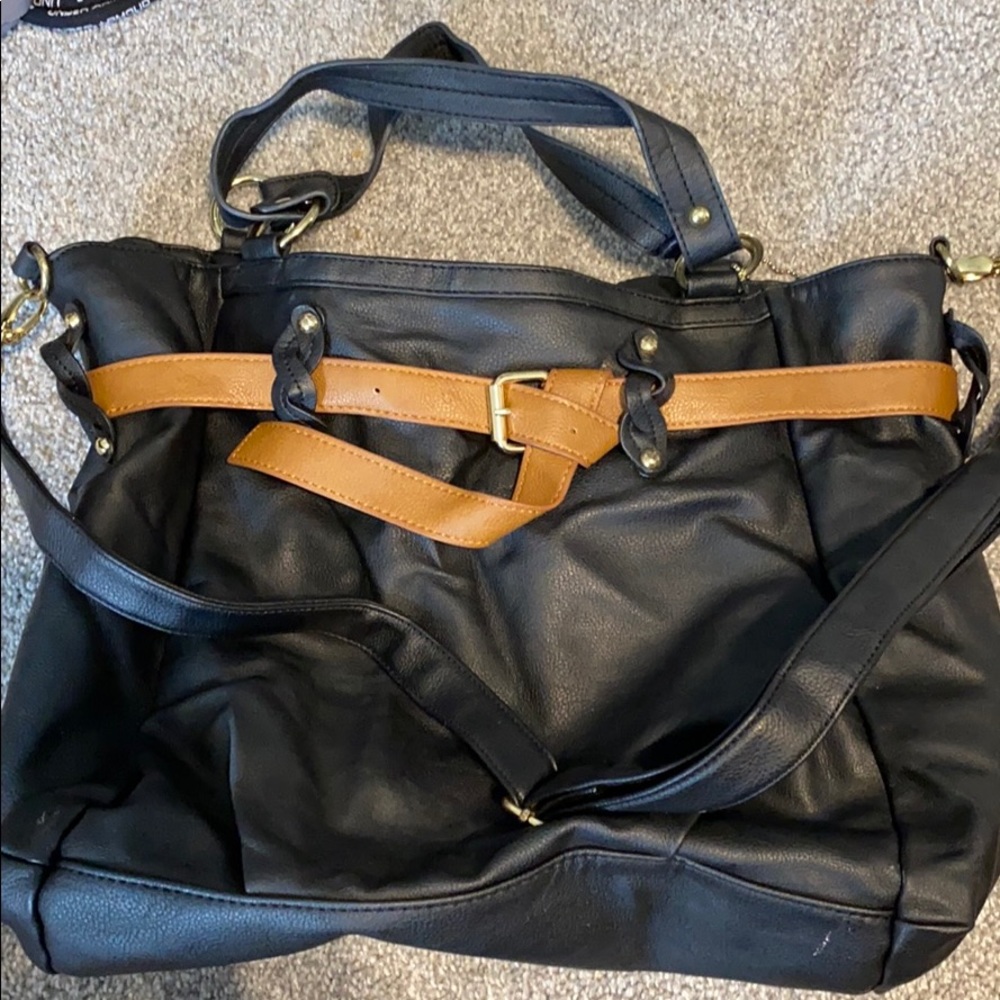 Big Buddha purse black with brown strap